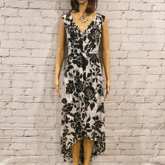 SIMPLY VERA VERA WANG - black white floral high low hem dress - Picture 4 of 11